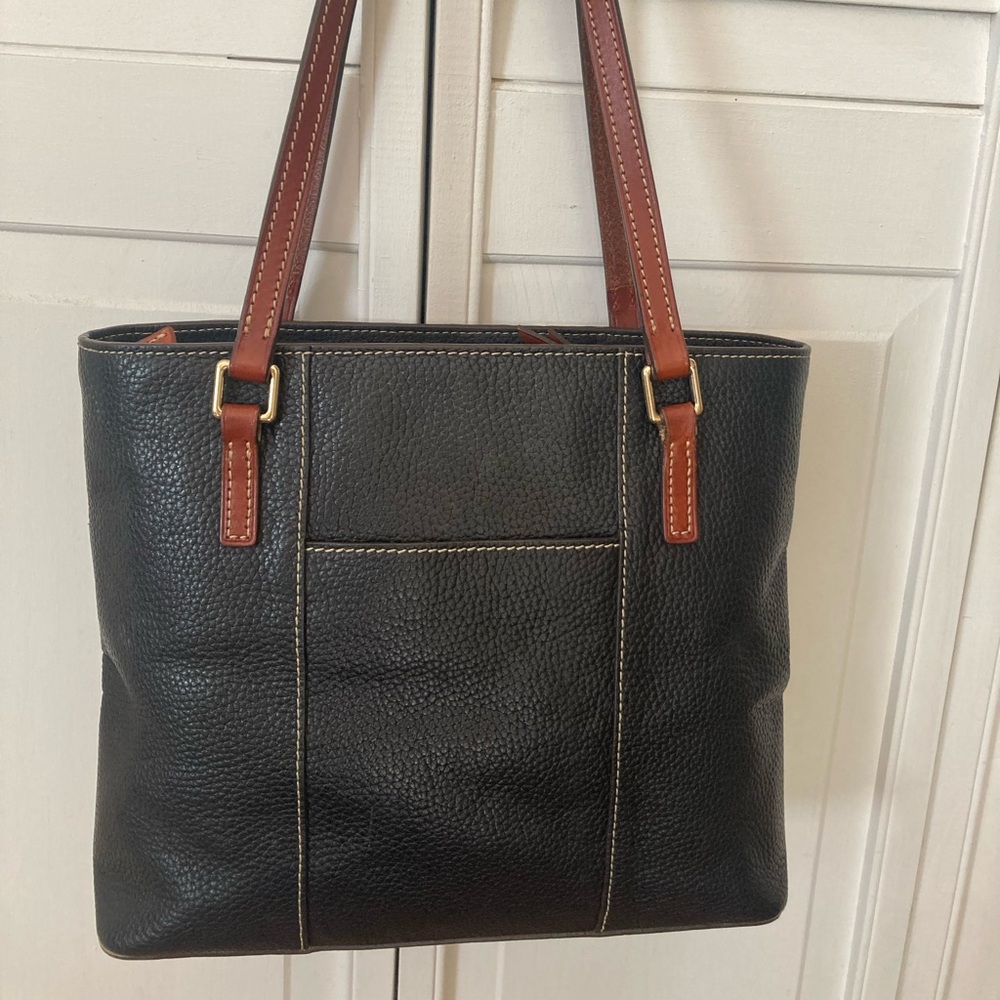 Dooney & Bourke Black and Tan Leather Tote - Picture 2 of 6